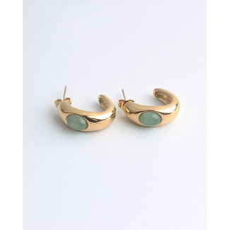 "Fenne" Boucles d'oreilles VERT OR - acier inoxydable