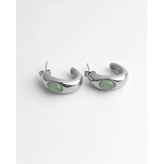 "Fenne" Earring SILVER GREEN - Stainless Steel