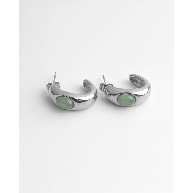 "Fenne" Earring SILVER GREEN - Stainless Steel