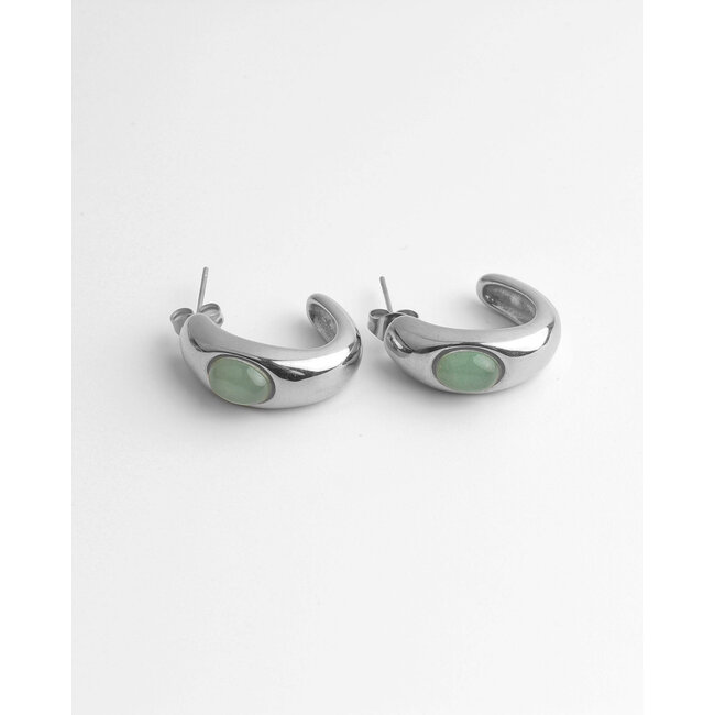 "Fenne" Pendientes PLATA VERDE - acero inoxidable