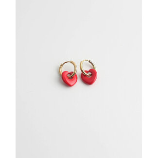 "Beau" Earrings Or ROUGE - Acier inoxydable