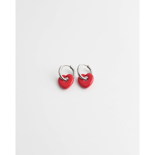 "Beau"  Earrings Silver RED - Stainless Steel