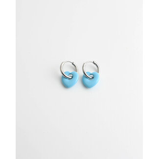 "Beau"  earrings Silver BLUE - Stainless Steel