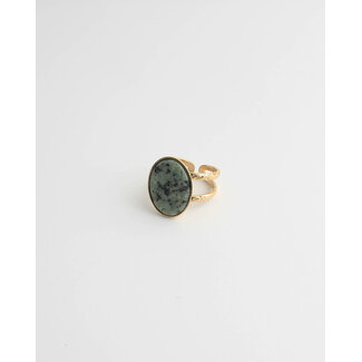 "Layla" Bague Rocky green Or - Acier Inoxydable