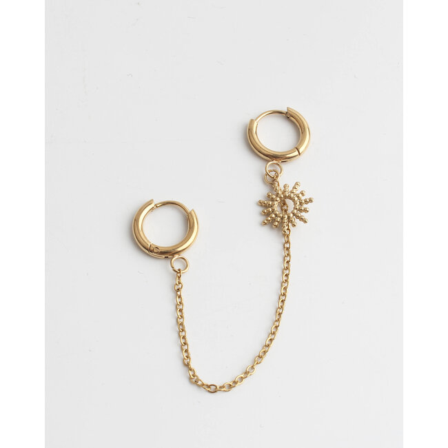 Double Earring 'Here Comes the Sun Gold - Acciaio inossidabile (1 PC)