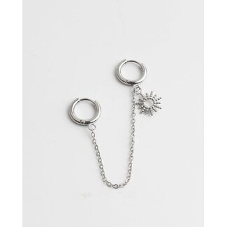 Double earring 'here comes the sun silver - stainless steel (1 pcs)