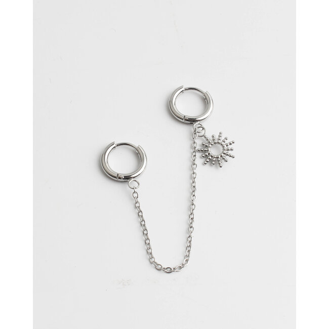 Double earring 'here comes the sun silver - stainless steel (1 pcs)