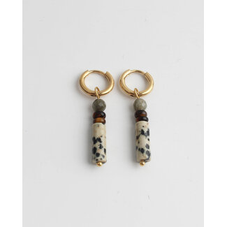 Boucles d'Oreilles 'Frida' Jaspe Or - acier inoxydable