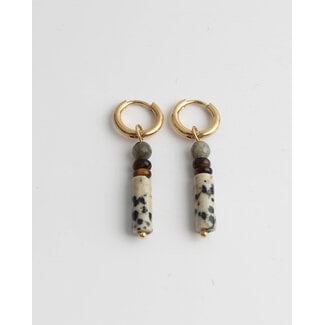 'Frida' Earrings Jasper Gold - stainless steel