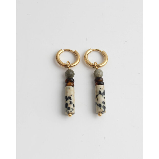 'Frida' Earrings Jaspis Gold - stainles steel