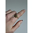 Sunshine ring green natural stone - stainless steel (adjustable)