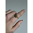 Sunshine ring green natural stone - stainless steel (verstelbaar)