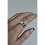 'Suzi' natural stone ring white - stainless steel (adjustable)