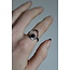 BAGUE PIERRE NOIRE 'LUCIA' ARGENT- ACIER INOXYDABLE (RÉGLABLE)