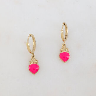 "Farida" Boucles d'Oreilles Rose - Acier Inoxydable