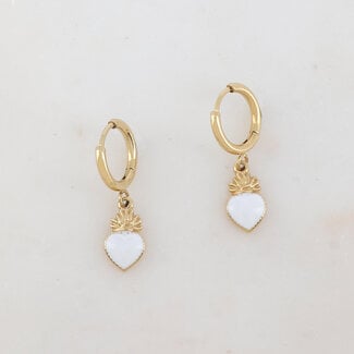 "Farida" Boucles d'Oreilles Blanche - Acier Inoxydable