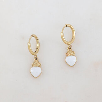 "Farida"  Earrings White  - Stainless Steel