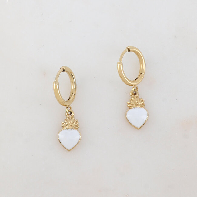 "Farida" Boucles d'Oreilles Blanche - Acier Inoxydable