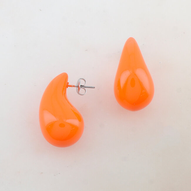 "Ilani" Earrings Orange - Stainless steel