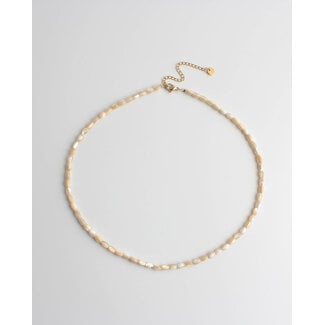 Collar de concha real Beige - acero inoxidable