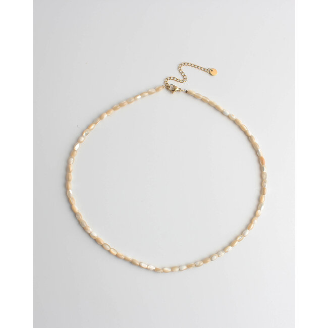 Real shell necklace Beige  - stainless steel