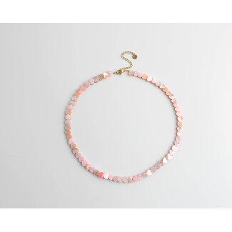 'Heart to Heart' COLLIER Pastel Pink - Acier Inoxydable