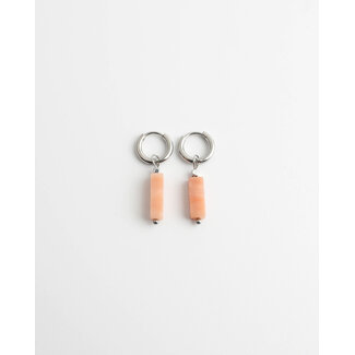 Dora Hoops ORANGE Natural Stone SILVER - Stainless Steel