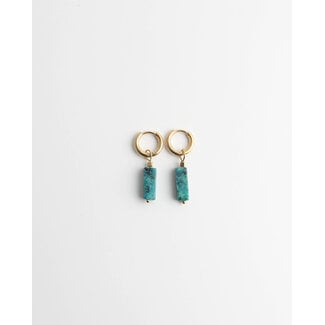 Dora Hoops TURQUOISE Natural Stone GOLD - Stainless Steel