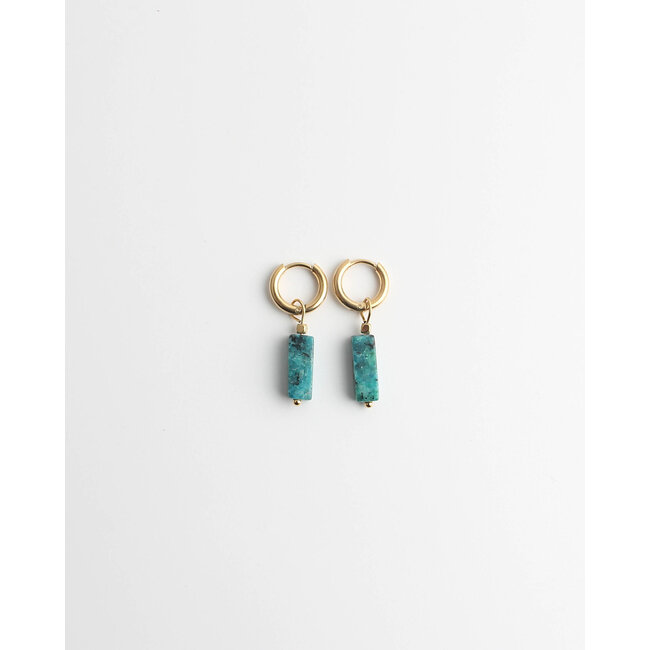 Dora Hoops TURQUOISE Natural Stone GOLD - Stainless Steel