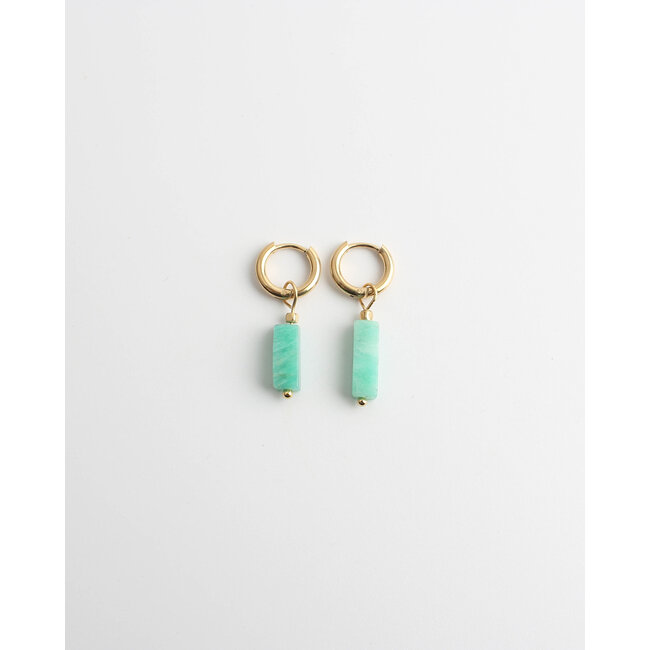 Dora Hoops SEA GREEN Natural Stone Gold - Acciaio inossidabile