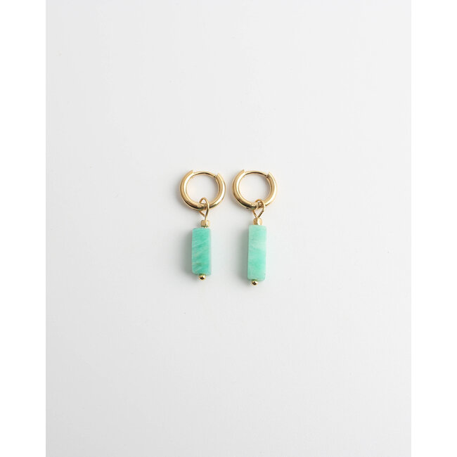 Dora Hoops SEA GREEN Natural Stone GOLD - Stainless Steel