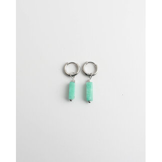 Dora Hoops SEA GREEN Natural Stone SILVER - Stainless Steel