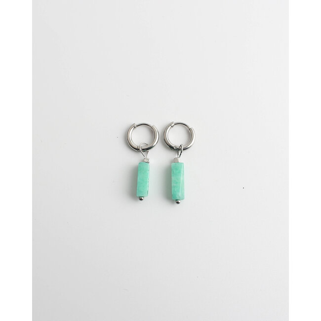 Dora Hoops SEA GREEN Natural Stone ARGENTO - Acciaio inossidabile