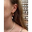 BOUCLES D'OREILLES EN PIERRE ORANGE ET ROSE ARGENT - ACIER INOXYDABLE