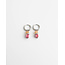 ORANGE & PINK STONE EARRINGS SILVER - STAINLESS STEEL