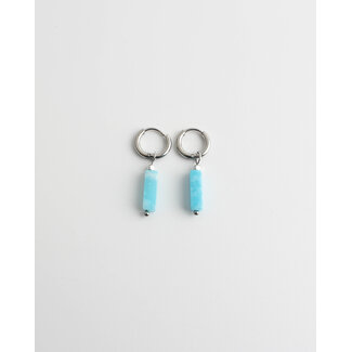 Dora Hoops BABY BLUE Piedra natural de PLATA - Acero inoxidable