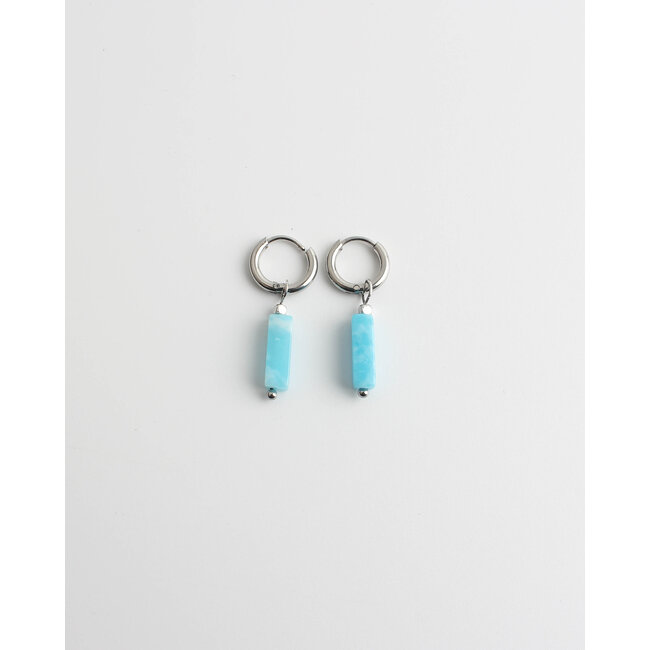 Dora Hoops BABY BLUE Natural Stone ARGENTO - Acciaio inossidabile