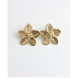 'Fleur' flower earrings gold - stainless steel
