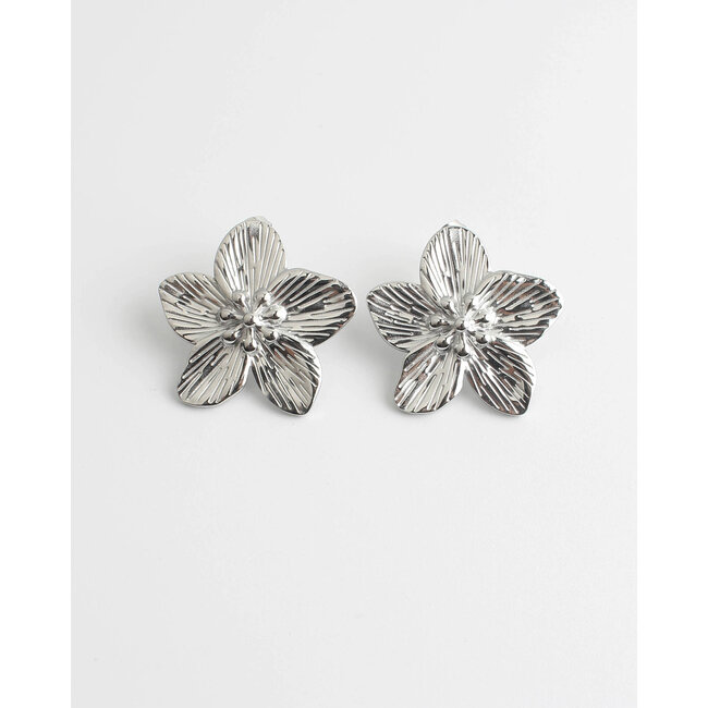 'Fleur' flower earrings Silver - stainless steel