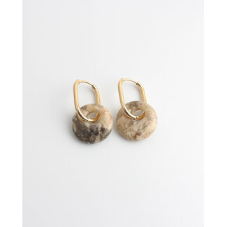 Pendientes 'Tirza' Piedra Beige - Acero Inoxidable