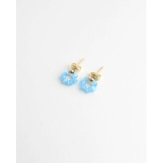 Boucles d'oreilles ' Baby Babs' bleu & doré - acier inoxydable