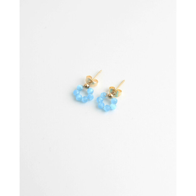 'Baby Babs' earrings blue & gold - stainless steel