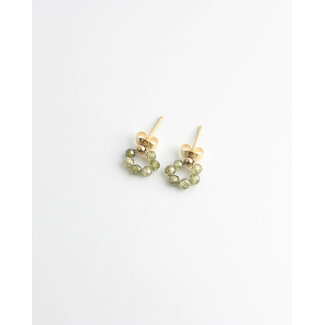 Boucles d'oreilles ' Baby Babs' vert & doré - acier inoxydable