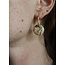 'Tirza' Earrings Silver Beige Stone  - Stainless Steel