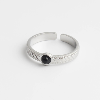 'Zosia' ANILLO PLATA Negra - Acero Inoxidable (ajustable)