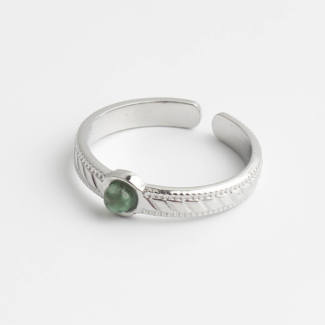 'Zosia' BAGUE ARGENT  Vert - Acier inoxydable (ajustable)