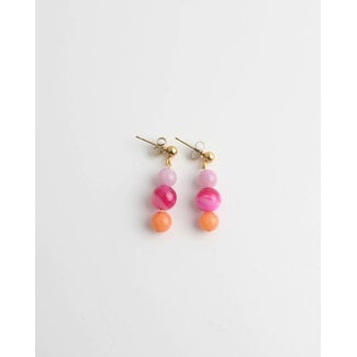 'Bella' earrings pink & orange - stainless steel