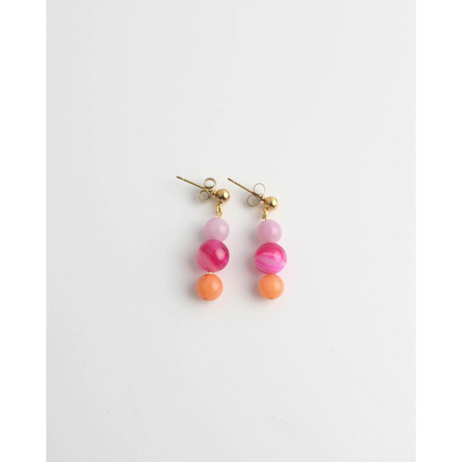 'Bella' earrings pink & orange - stainless steel