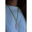 Natural stone heart necklace pink - stainless steel