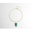 Collier coeur pierre naturelle vert - acier inoxydable